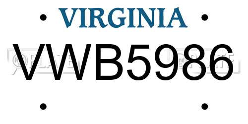 VWB5986 Virginia License Plate