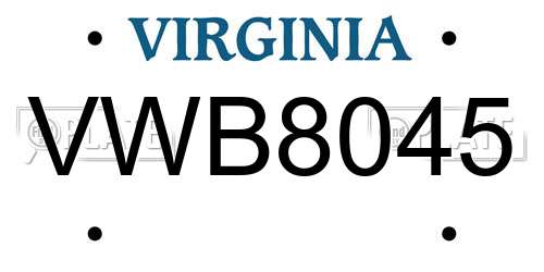 VWB8045 Virginia License Plate