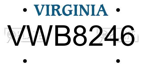 VWB8246 Virginia License Plate