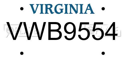 VWB9554 Virginia License Plate