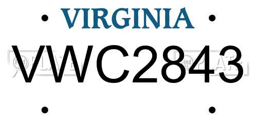 VWC2843 Virginia License Plate