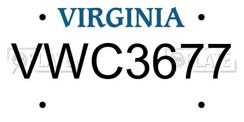 VWC3677 Virginia License Plate