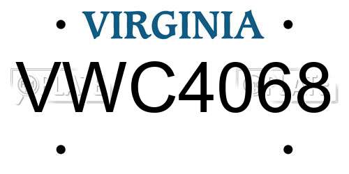 VWC4068 Virginia License Plate