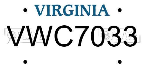 VWC7033 Virginia License Plate
