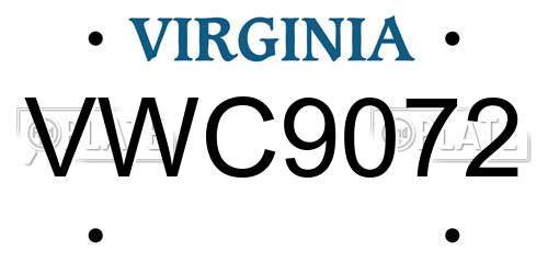 VWC9072 Virginia License Plate