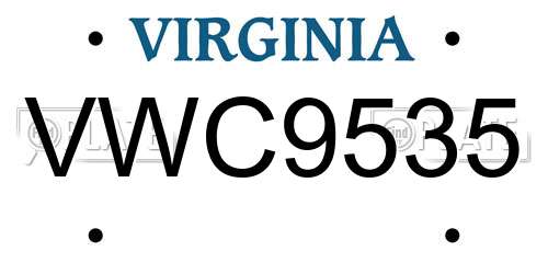 VWC9535 Virginia License Plate