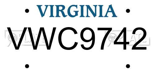VWC9742 Virginia License Plate