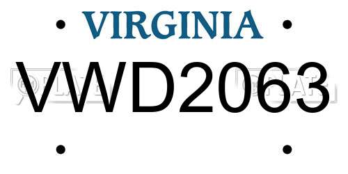VWD2063 Virginia License Plate