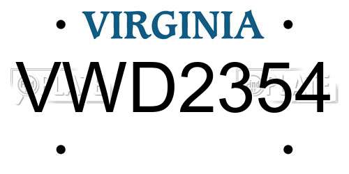 VWD2354 Virginia License Plate