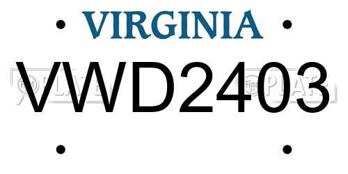 VWD2403 Virginia License Plate