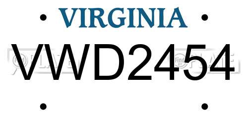 VWD2454 Virginia License Plate
