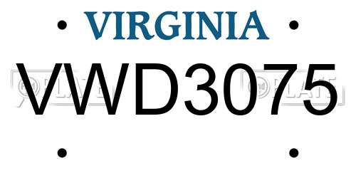 VWD3075 Virginia License Plate