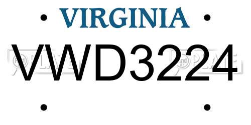 VWD3224 Virginia License Plate