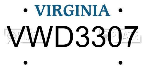 VWD3307 Virginia License Plate