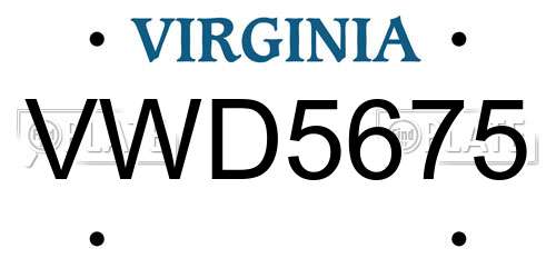 VWD5675 Virginia License Plate