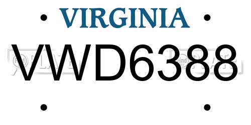 VWD6388 Virginia License Plate