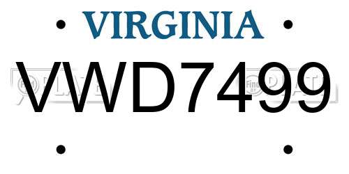 VWD7499 Virginia License Plate
