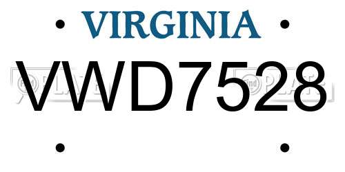 VWD7528 Virginia License Plate