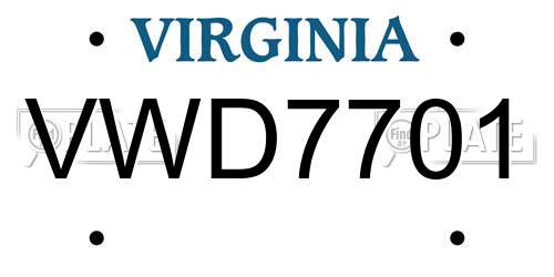 VWD7701 Virginia License Plate