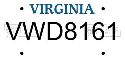 VWD8161 Virginia License Plate