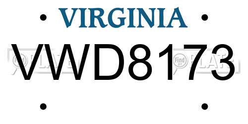 VWD8173 Virginia License Plate
