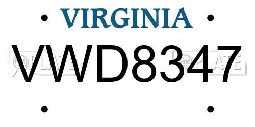 VWD8347 Virginia License Plate