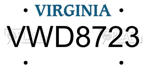 VWD8723 Virginia License Plate