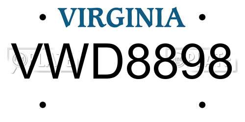 VWD8898 Virginia License Plate