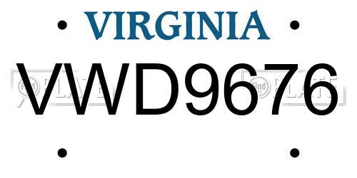 VWD9676 Virginia License Plate