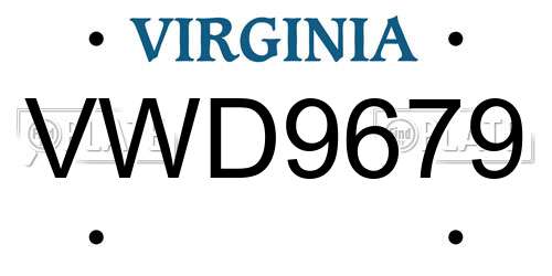 VWD9679 Virginia License Plate