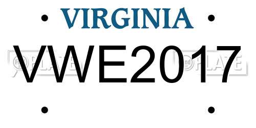 VWE2017 Virginia License Plate