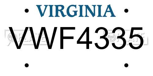 VWF4335 Virginia License Plate