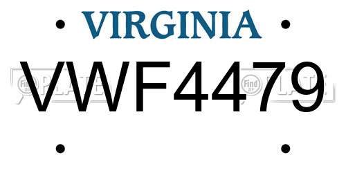VWF4479 Virginia License Plate