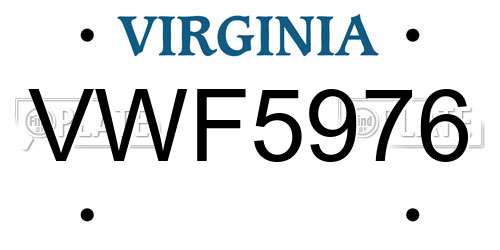 VWF5976 Virginia License Plate