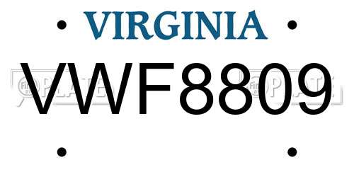VWF8809 Virginia License Plate