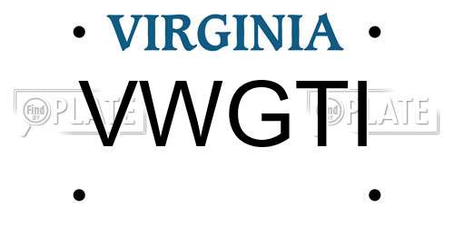 VWGTI Virginia License Plate