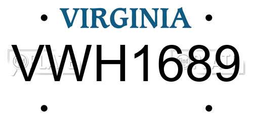 VWH1689 Virginia License Plate