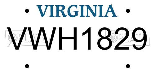 VWH1829 Virginia License Plate