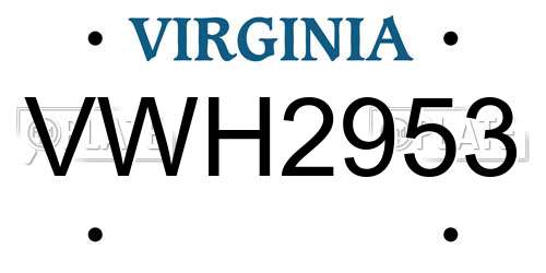 VWH2953 Virginia License Plate