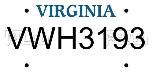 VWH3193 Virginia License Plate