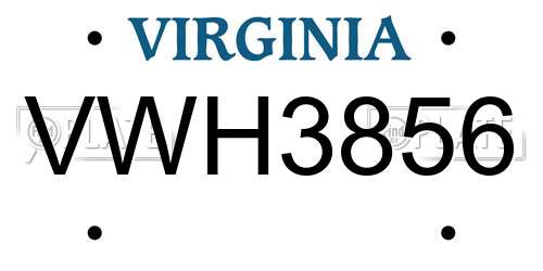 VWH3856 Virginia License Plate
