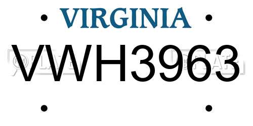 VWH3963 Virginia License Plate