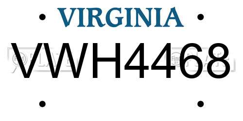 VWH4468 Virginia License Plate