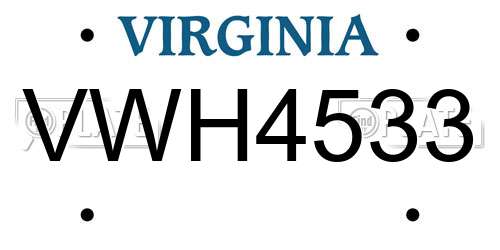 VWH4533 Virginia License Plate