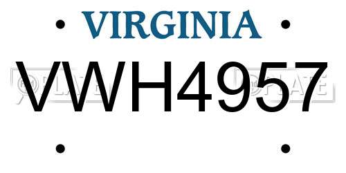 VWH4957 Virginia License Plate