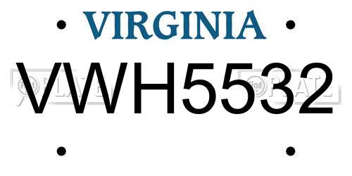 VWH5532 Virginia License Plate