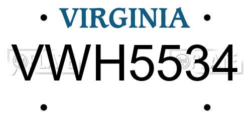 VWH5534 Virginia License Plate