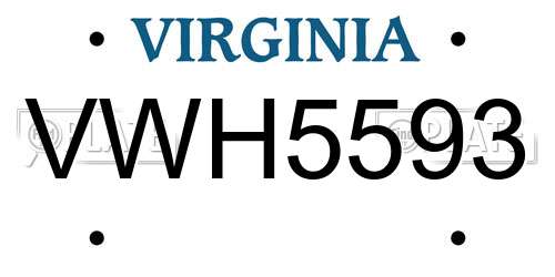 VWH5593 Virginia License Plate
