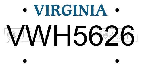 VWH5626 Virginia License Plate