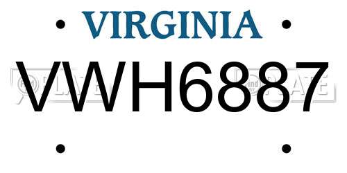 VWH6887 Virginia License Plate